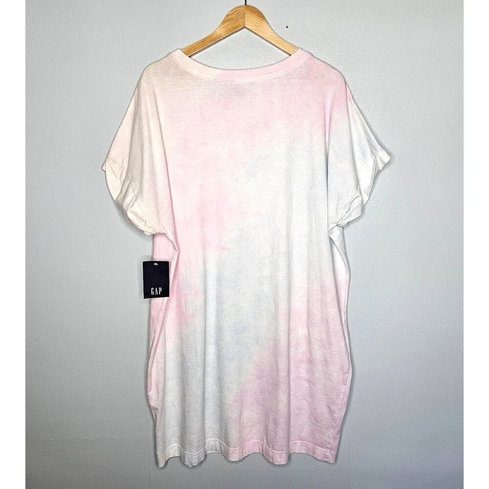 GAP Women's T-Shirt Dress XL Tie-Dye Cotton Jersey Short Sleeve Casual Pullover - Picture 3 of 8